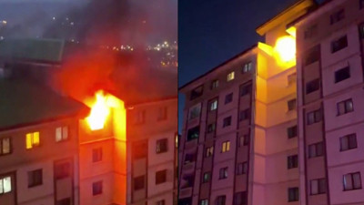 Yangında evdeki tüp patladı, facianın eşiğinden dönüldü