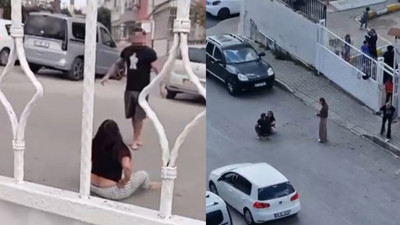 Sokak ortasında eşini dövdü, okuldaki çocuklar izledi