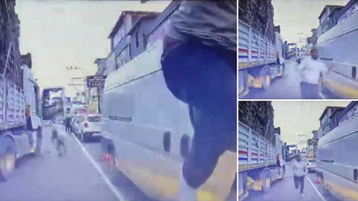 Trafikte dehşet! Tırdaki yolcu bıçakla saldırdı