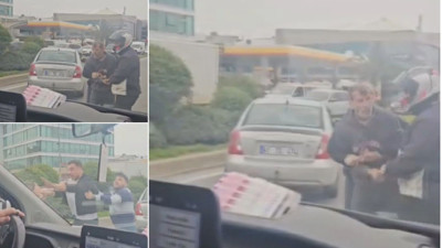 Trafikte iki sürücünün 'yol verme' kavgası kamerada