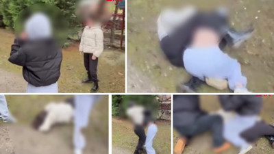 Liseli kızlar parkta yumruk yumruğa birbirine girdi