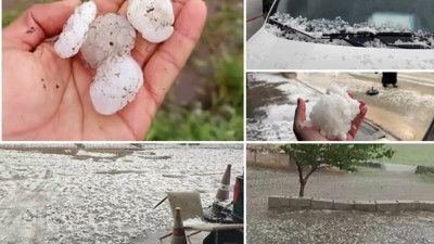 İki kentte ceviz büyüklüğünde dolu yağdı