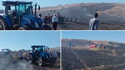 Biçerdöverden çıkan yangın 50 dönüm ekili alanı kül etti