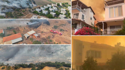 Dikili'de yangın! Alevler sitelere ulaştı