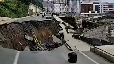Rize’de yol çöktü