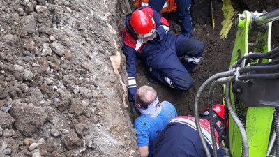 Trabzon'da altyapı inşaatında göçük