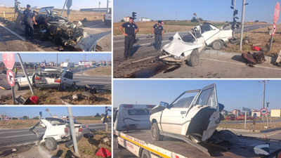 İkiye bölünen otomobilden sağ çıktı