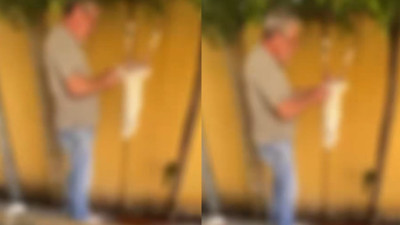 Sokakta tavşan kesip derisini yüzdü