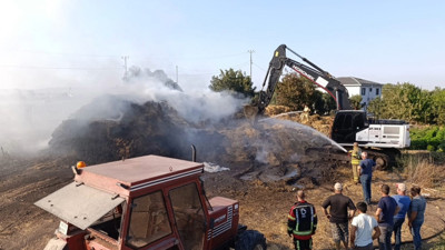 Gönen'de yangın... 90 ton saman kül oldu