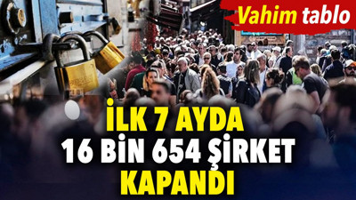 İlk 7 ayda 16 bin 654 şirket kapandı. Vahim tablo