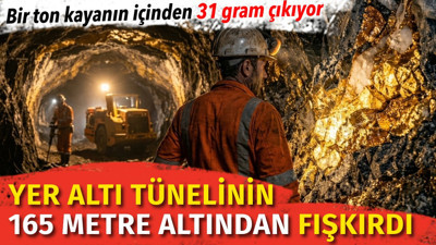 Bir ton kayanın içinden 31 gram çıkıyor. Yer altı tünelinin 165 metre altından fışkırdı