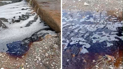 Ekipleri harekete geçiren görüntü. Denizin yüzeyi kırmızıya büründü