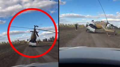 Helikopter bir anda devrildi. Sürücü ölümden son anda kurtuldu