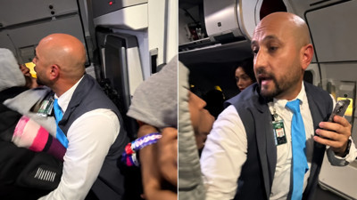 Yolcu uçağında kadın yolcu kabin görevlisine daldı