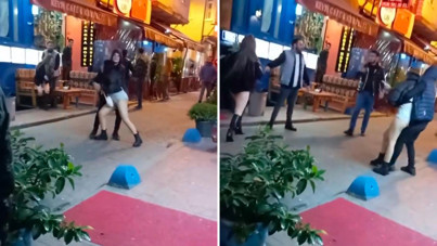 Taksim'de olaylı sabah: Kadınlar birbirine girdi