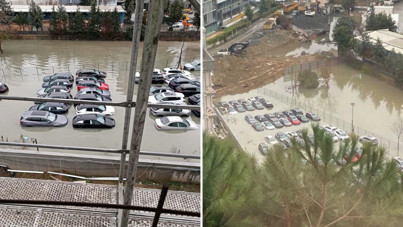 İstanbul'da sağanak, lüks araçları sular altında bıraktı