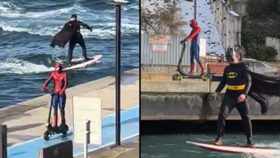 Bebek'te ilginç görüntüler: Batman ve Spider-Man aynı karede