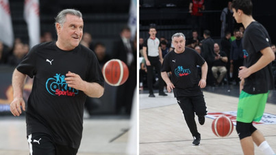 Bakan Osman Aşkın Bak gösteri maçında basketbol oynadı