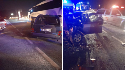 Otobüs otomobil ile çarpıştı: 1 ölü, 1 yaralı