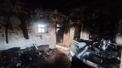 Karaman'da bir ev alev alev yandı