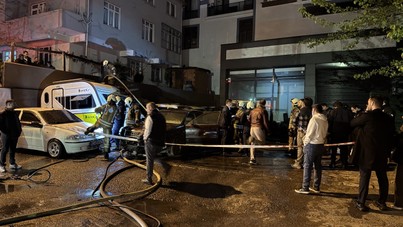 Otopark alev alev yandı, araçlar kül oldu