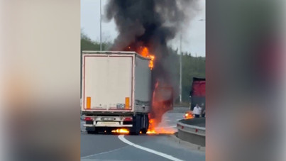 Kuzey Marmara Otoyolu'nda tır alev alev yandı
