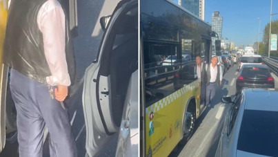 Otobüs şoförü, sürücüye bıçak çekti