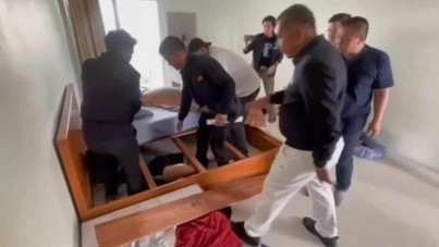 Ninja hırsız yatak bazasının içinden çıktı