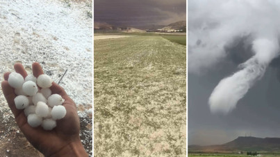 Önce dolu, sonra hortum: Tarım arazilerini yerle bir etti