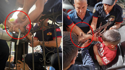 Dut yemek isterken eli korkuluk demirine saplandı