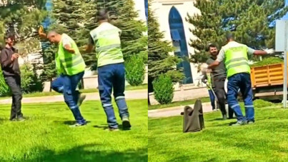 Davulun sesini duyan temizlik görevlisi kendini ritme bıraktı