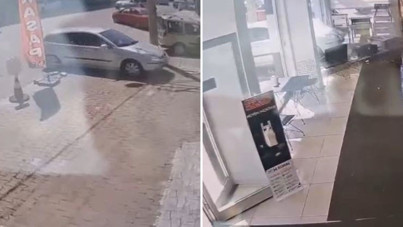 Fren yerine gaza bastı, kasap dükkanına daldı