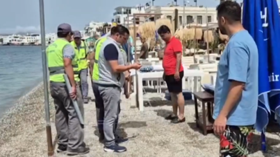 Bodrum'da sahile şerit çekildi