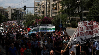 Yunanistan'da binlerce kişi Filistin'e destek için yürüdü