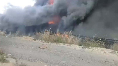 Şantiye alanında korkutan yangın: 30'a yakın konteyner zarar gördü
