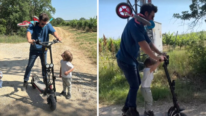 Kıvanç Tatlıtuğ ve oğlu Kurt Efe'nin scooter keyfi