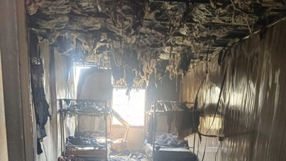 İşçi şantiyesinde korkutan yangın