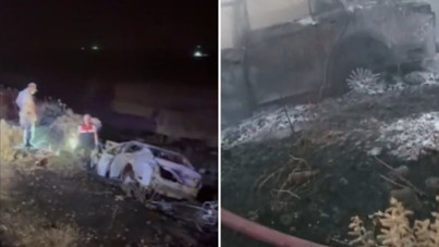 Alev alan otomobilin sürücüsü feci şekilde öldü