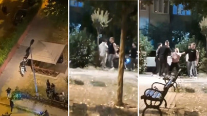Tekmeler, yumruklar havada uçuştu: Parkta korkutan kavga