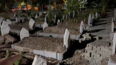 Mezarlıkta nöbet başlattı: 'Bir gecede yerinden çıkardılar'