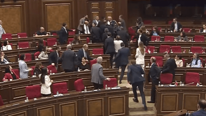 Komşuda kriz: Parlamentoda tekme ve yumruklu kavga