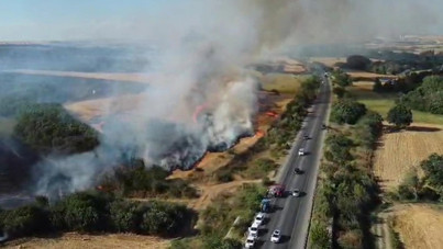 Edirne'de yangın kâbusu: Sınıra giden yol bir süre kapalı kaldı