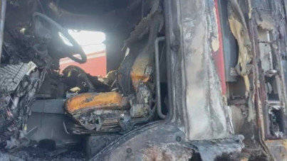 Silivri'de yangına müdahale sırasında itfaiye aracı yandı