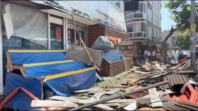 Yıkım sırasında zabıta ile iş yeri sahipleri arasında arbede çıktı