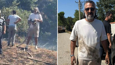 Oyuncu Kenan Çoban, Çanakkale'de çıkan yangına müdahale etti