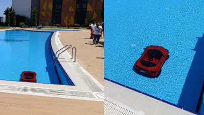 Akülü arabayla site havuzuna uçtu, yaşam mücadelesi veriyor