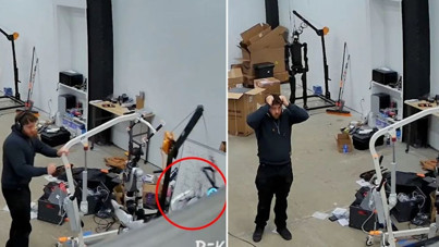 Bilim kurgu filmlerini aratmayan görüntüler: Dövüş robotu kontrolden çıktı
