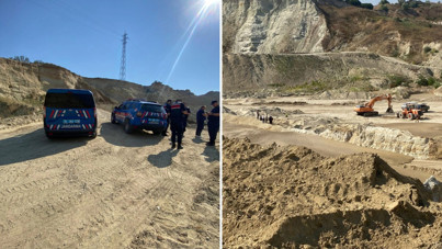 Silivri'de kum ocağında göçük