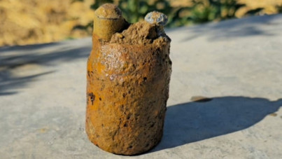 Bahçesinde patlamamış top mermisi buldu
