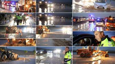 Karayolunu sel vurdu! Yol trafiğe kapandı
